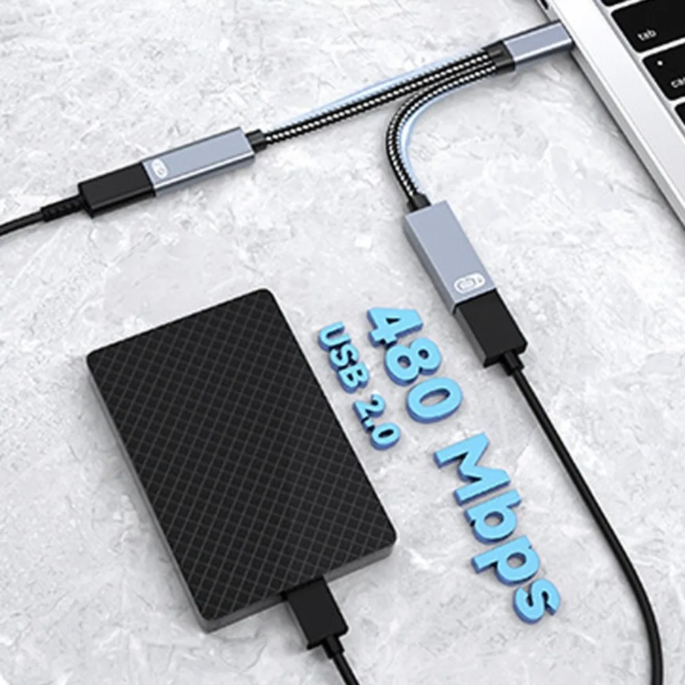 

PD60W 2 in 1 Type-C To USB OTG Adapter Converter Multifunction 2-in-1 USB C To Audio Cable Durable Splitter