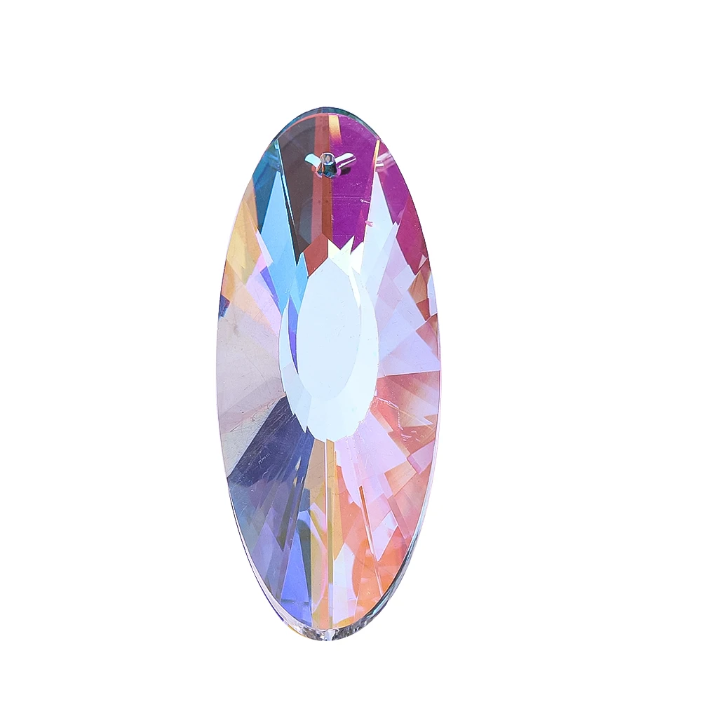 

63mm Crystal Oval Facet Cut Pendant with Hanging Hole Glass Art Crystal Prism Facet Shiny DIY Handmade Decorative Materials