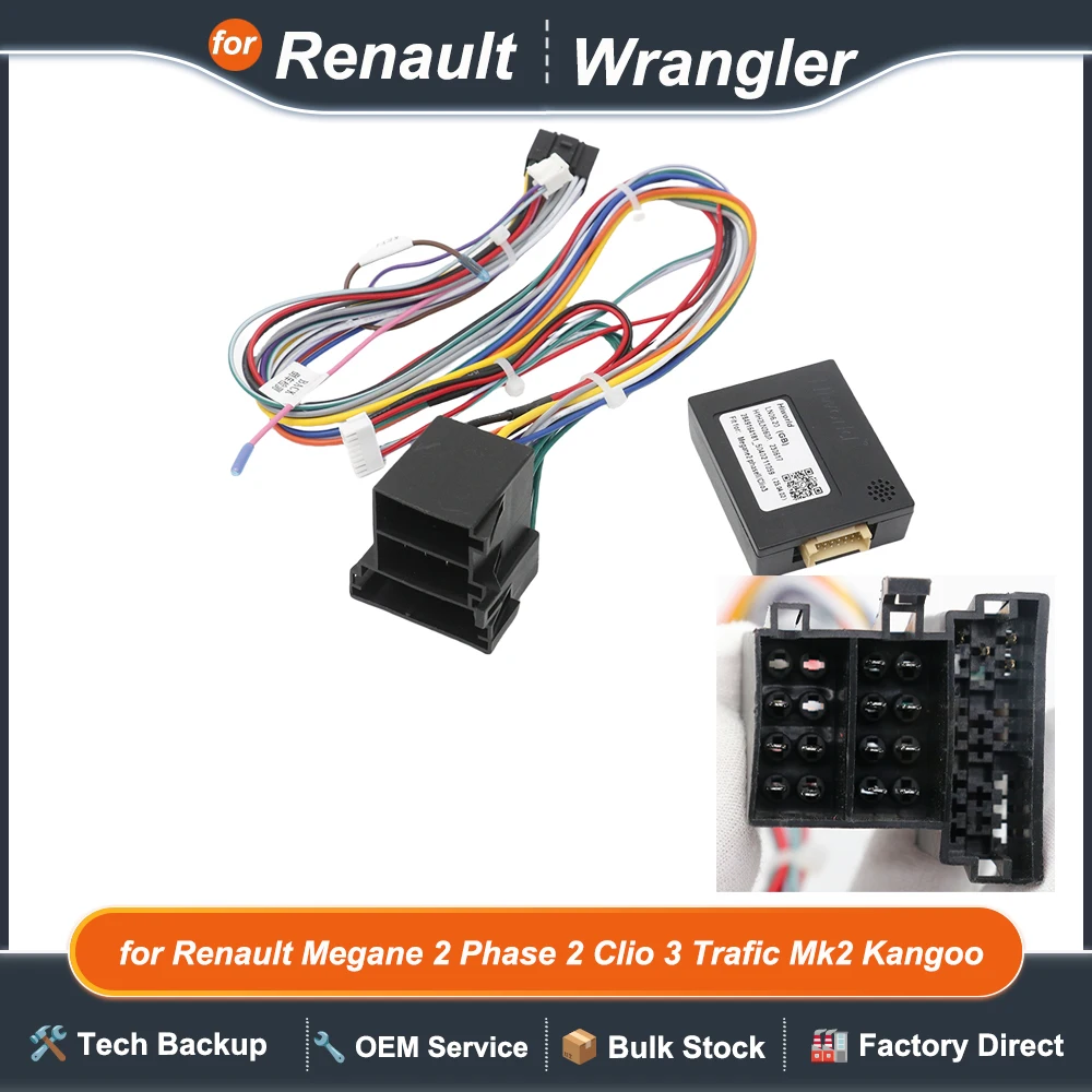 CAN Bus Decoder ISO Wiring Harness Adapter  16 Pin Car Android Cable for Renault Megane 2 Phase 2 Clio 3 Trafic Mk2 Kangoo