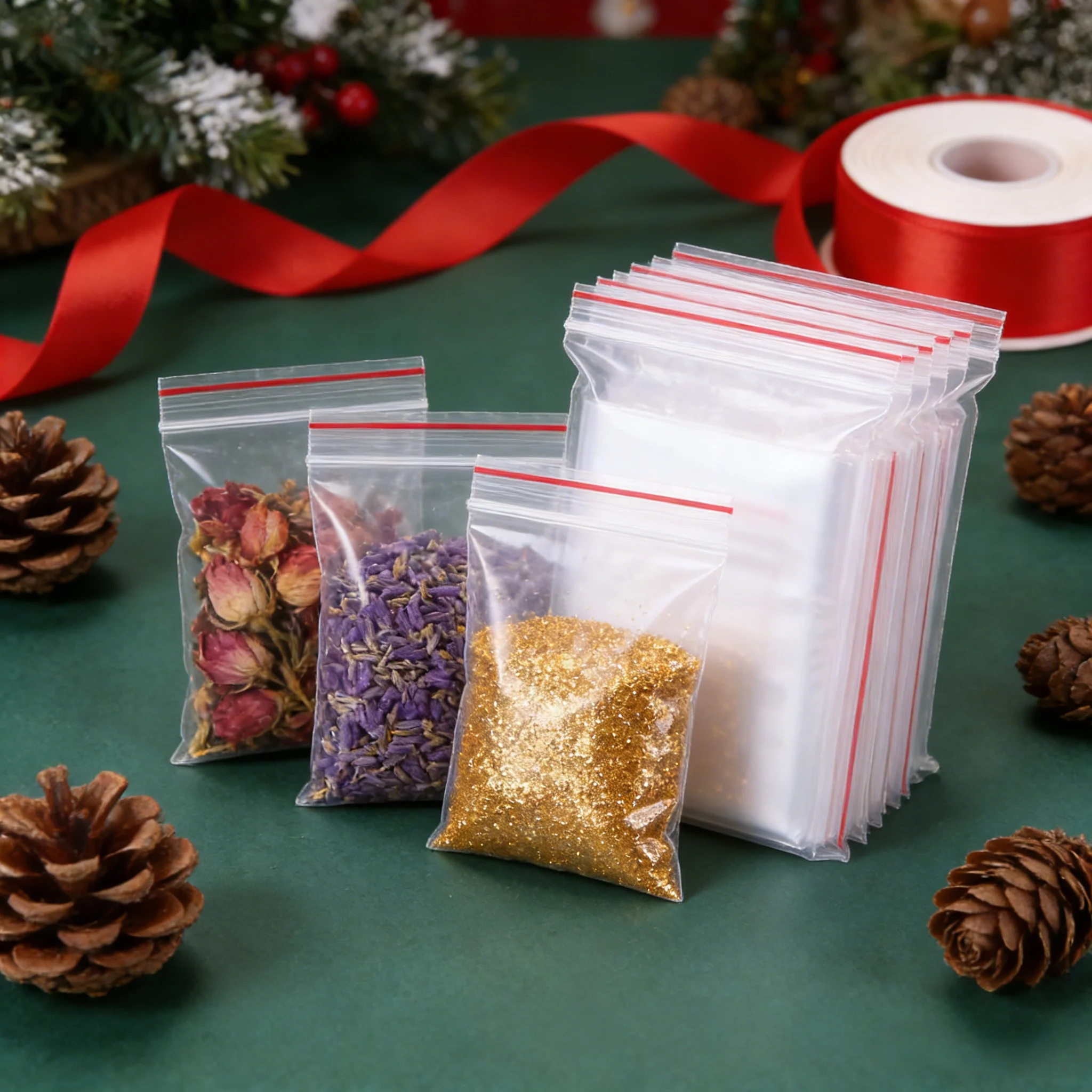 

100 упаковок прозрачных многоразовых пакетов на молнии для упаковки рождественских подарков, праздничного декора, принадлежностей для рукоделия и дорожных туалетных принадлежностей