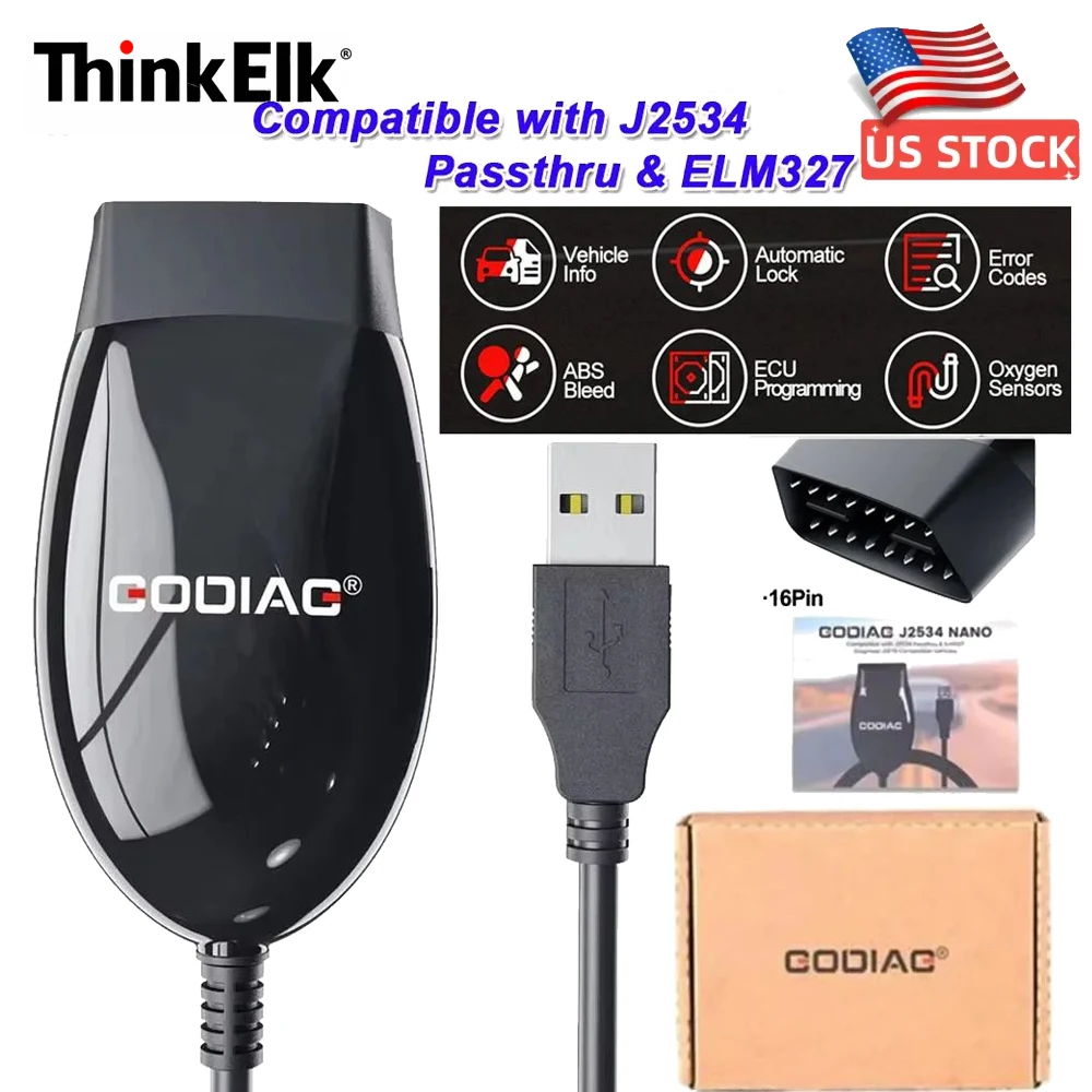 GODIAG GD101 GD 101 J2534 Compatible with J2534 Passthru & ELM327 Diagnose J1979 Compatible Vehicles Switch Mode Automatically
