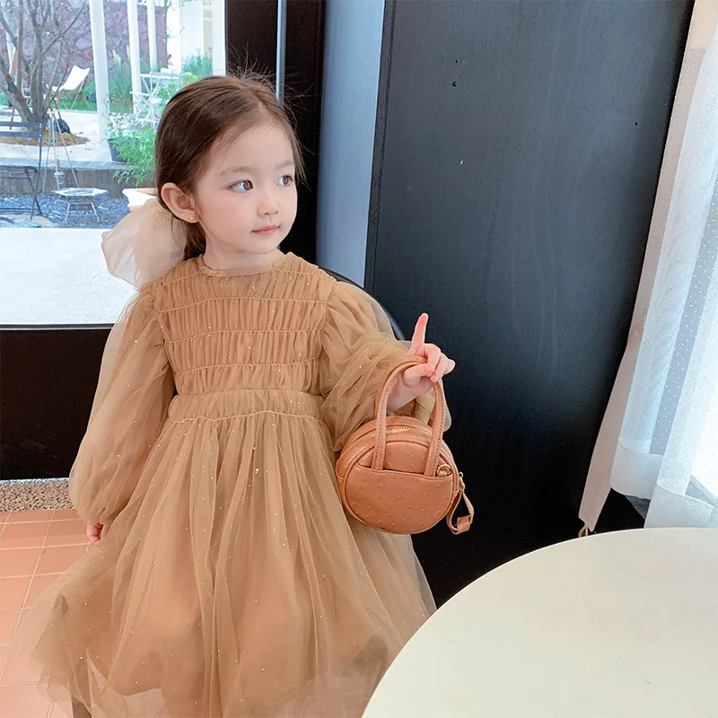 

Children's Clothing Girls' Autumn Dress New Style Patchwork Mesh Puffy Dress Stylish Baby Princess Dress