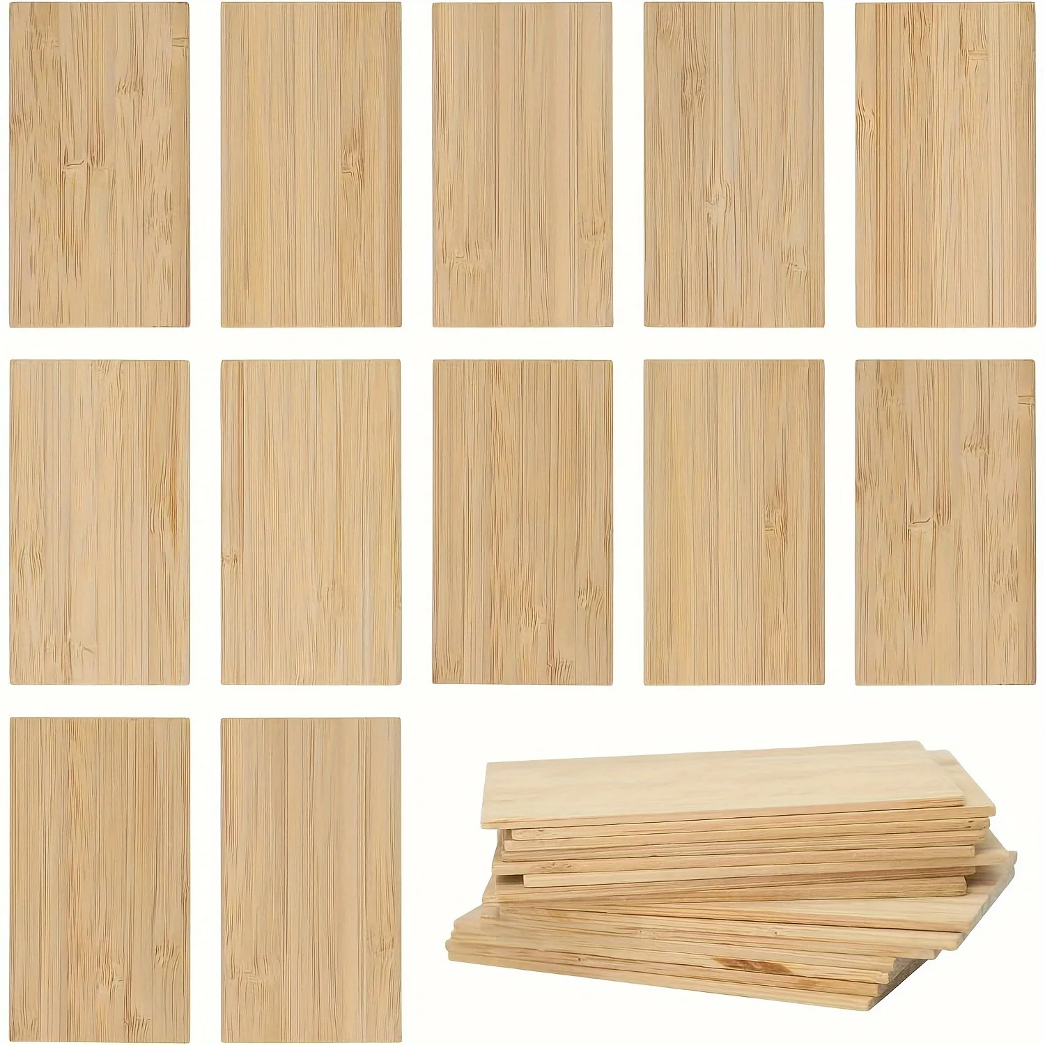 20 piezas espacios en blanco de grabado de bambú, espacios en blanco rectangulares de bambú, tableros de madera de bambú de tamaño pequeño