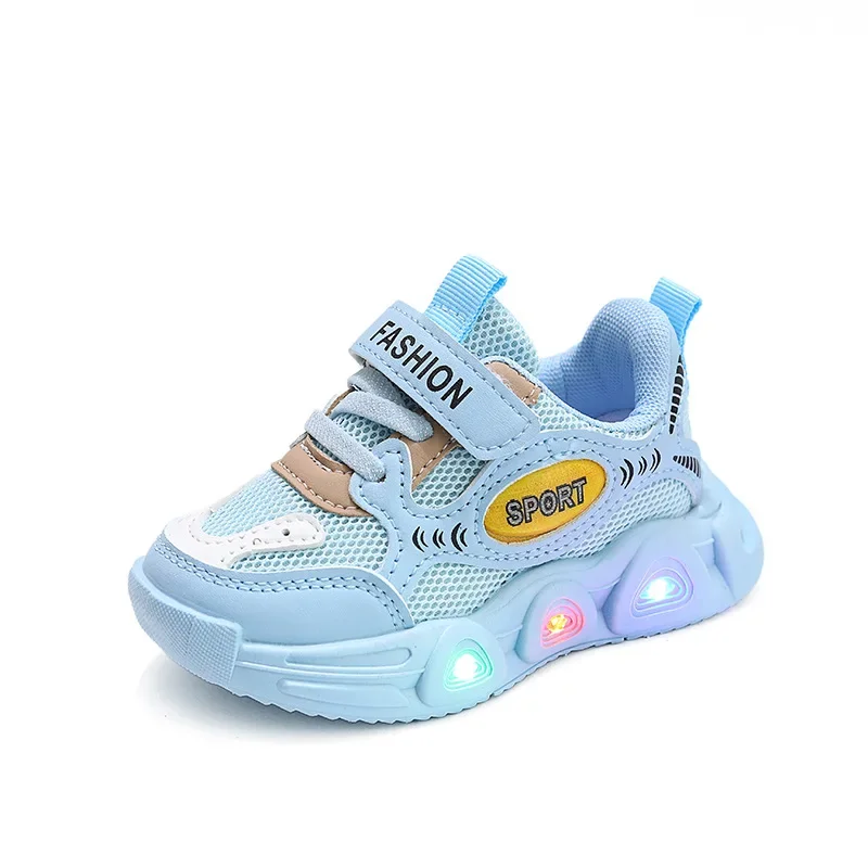 Baskets lumineuses à LED pour enfants, chaussures de sport décontractées pour enfants, semelle souple, bébés garçons et filles, nouveau, printemps, 2024