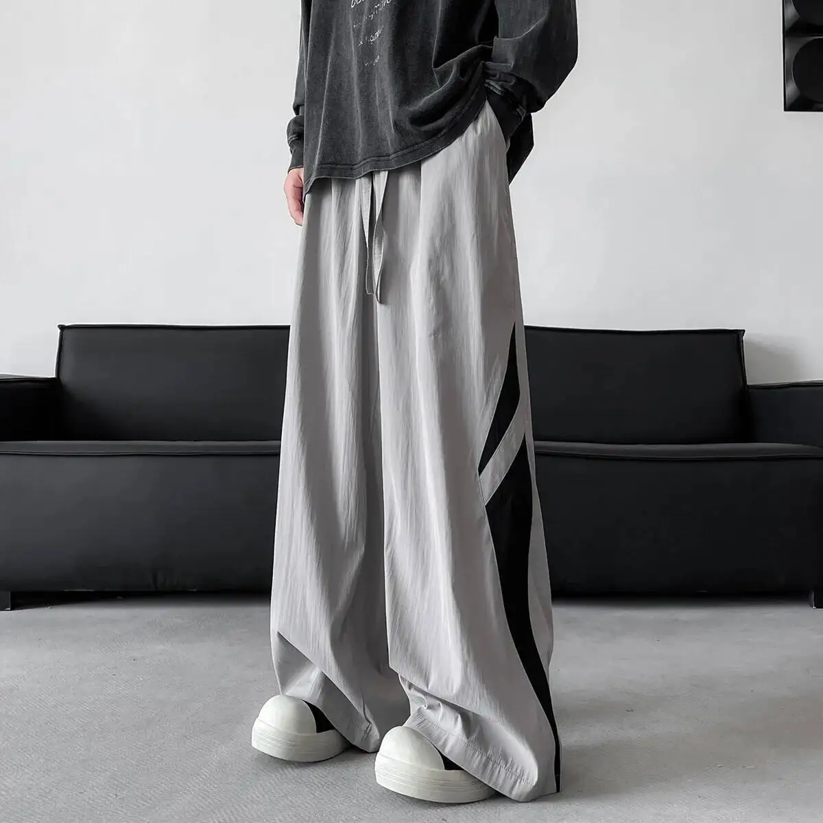 

Unisex Casual Pants Man Summer Couple Straight Wide Leg Pants Retro Casual Quick Dry Outdoor Cargo Paratrooper Trousers