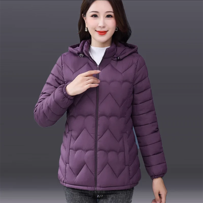 Cotton-Padded Down Jacket for Women, Long Sleeve, Thin, Light Hooded, Loose Cotton Coat, Short Outwear, Spring and Autumn, 2023