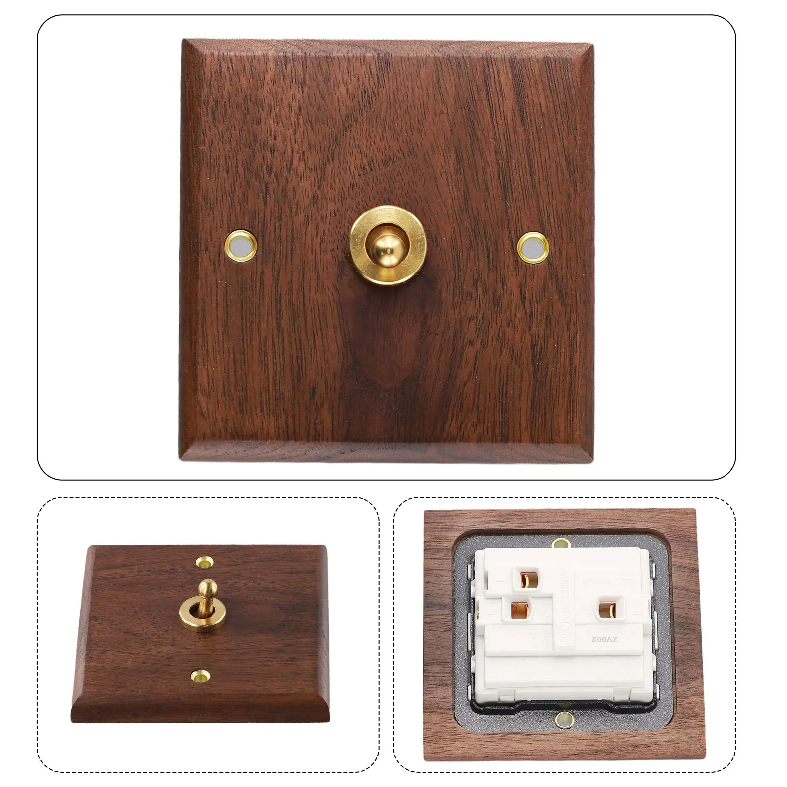 Artisan Crafted Light Switch Brass Lever Handmade Craftsmanship Non-conductive Mechanism Premium Black Walnut Wood