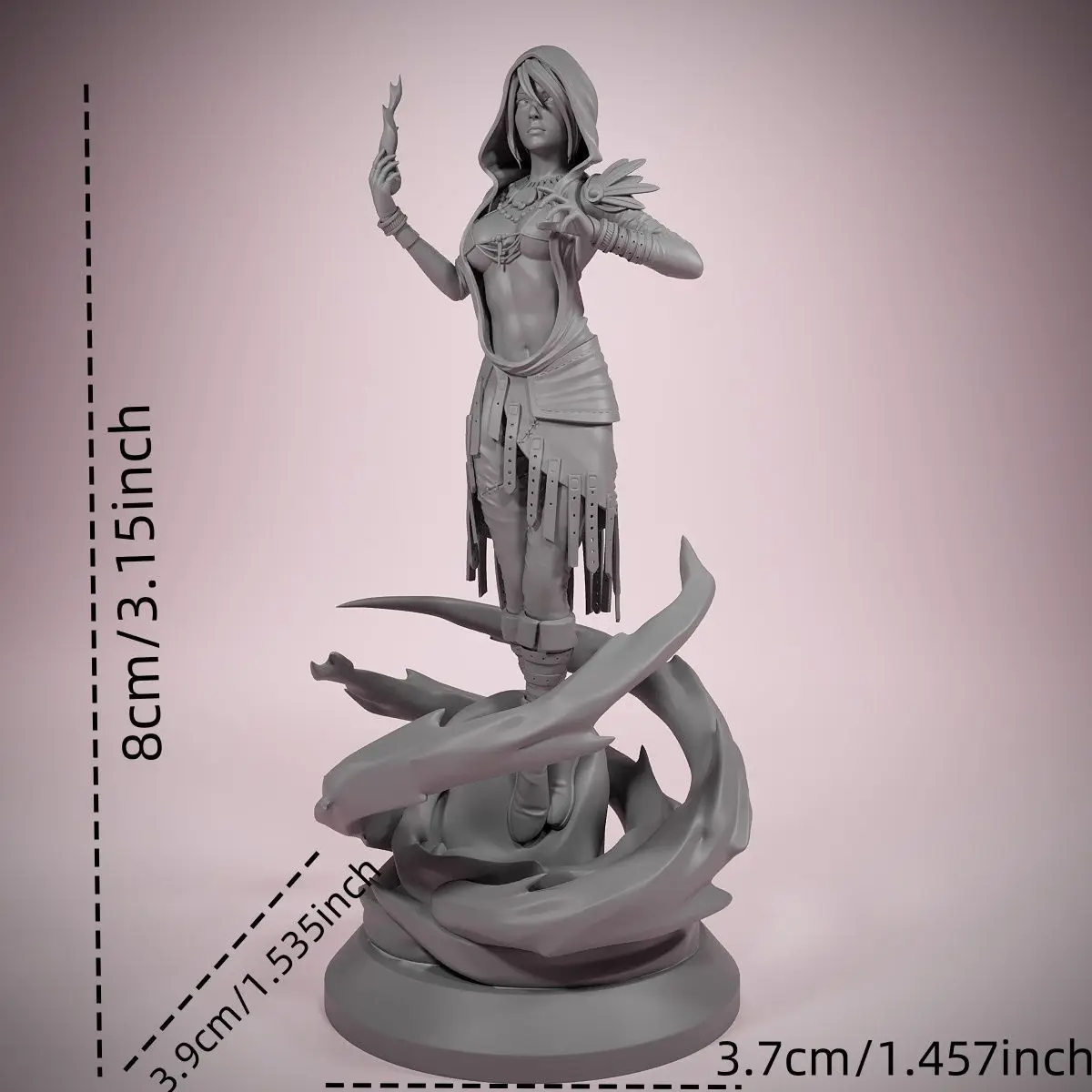 8mm Height Morrigan Model 3D Printed Resin White Models DIY Coloring Self-assembly Figurines Miniatures Decoration Crafts