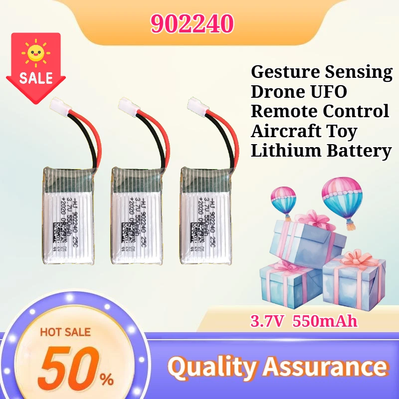 

3.7V 550mAH Gesture Sensing Drone UFO Remote Control Aircraft Toy Lithium Battery 902240 Flying toy battery
