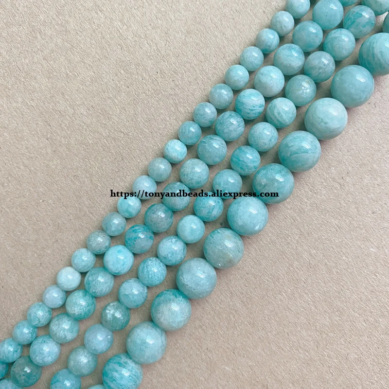 Genuine Semi-precious A Quality Brazil Amazonite Natural Stone Round Loose Beads 6 8 10 MM Pick Size for Jewelry Making DIY