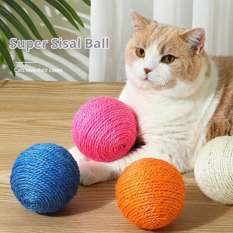 

Pet cat toy, sisal ball, super large size, self elevating puzzle tool, cat teasing stick, grinding teeth, and bite resistance