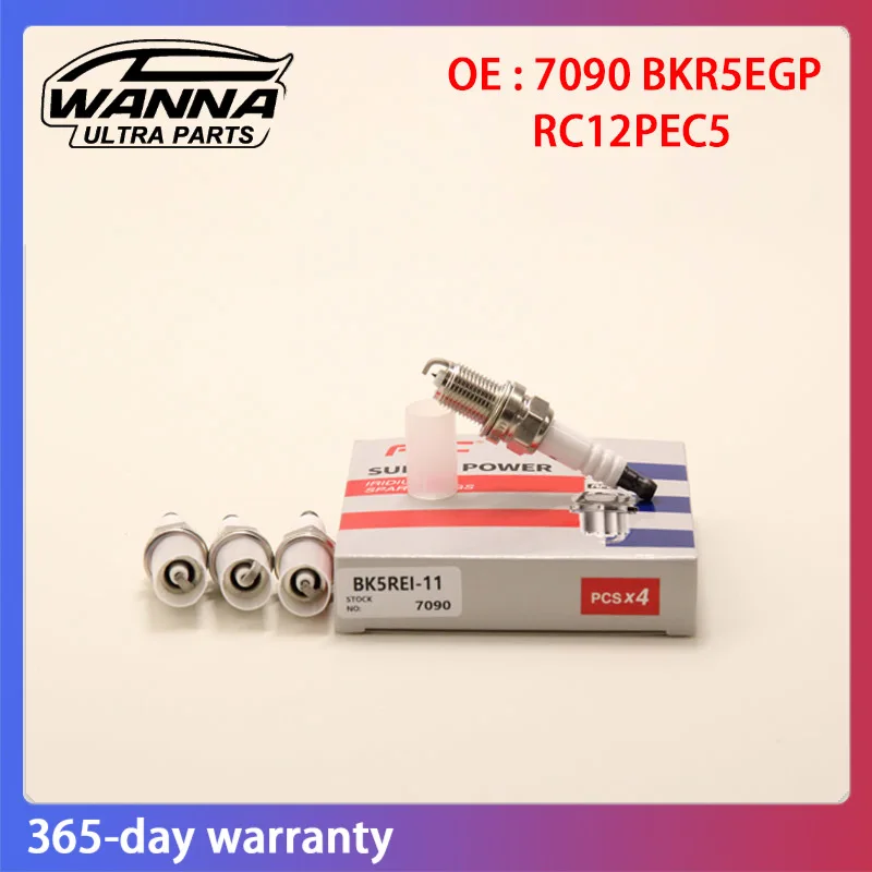 

4pcs OE 7090 BKR5EGP RC12PEC5 PK16TT Spark Plug Iridium For Toyota Hyundai Kia Acura Mazda Suzuki Mitsubishi Infiniti BKR5EGP