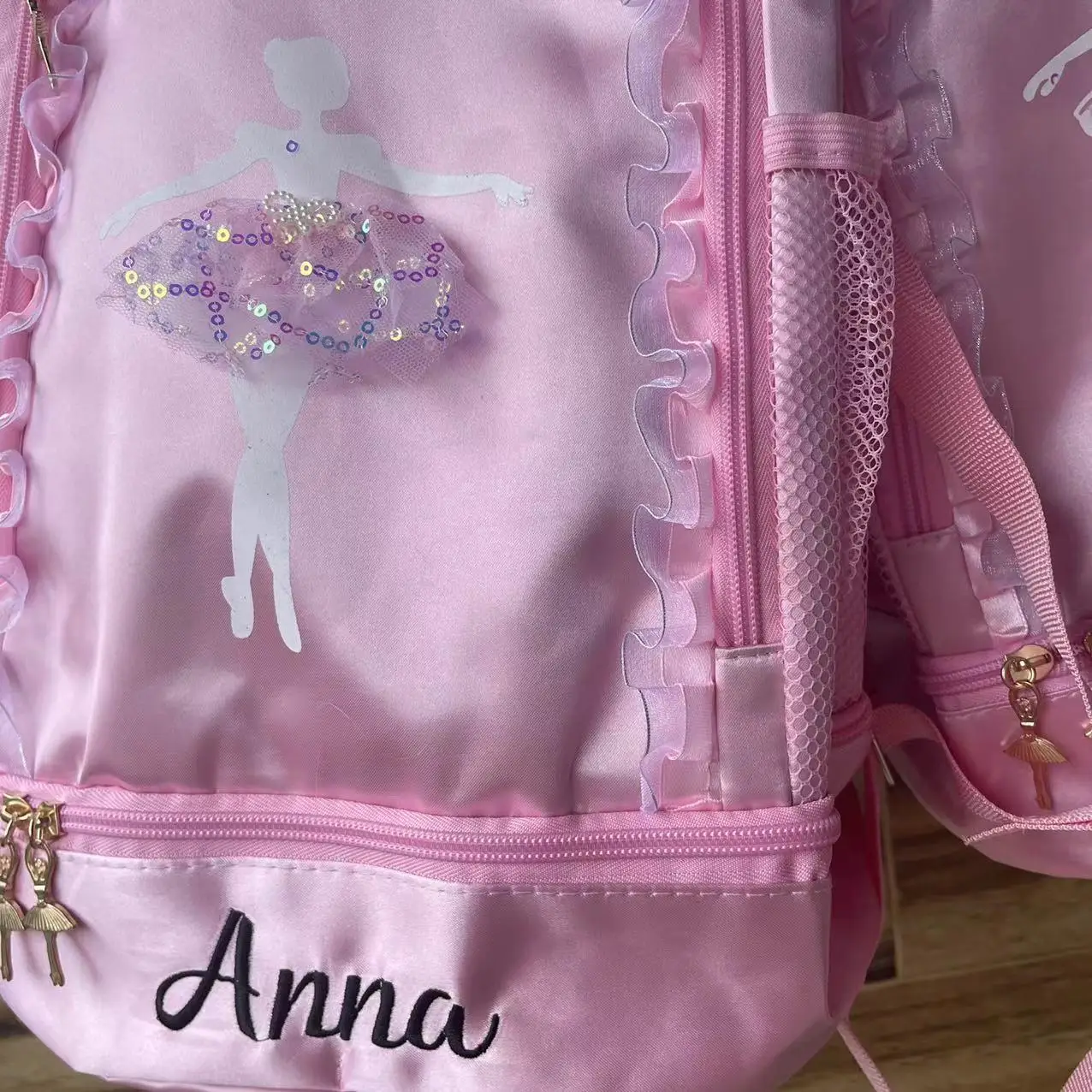 Bordado personalizado Ballet Dance Backpack, Meninas Bailarina Bag, Toddler Bag, separado Sapato Compartimento