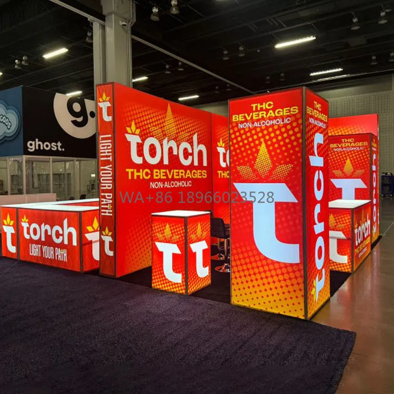 

20 X 20-футовый витрина для витрины, алюминиевая ткань с подсветкой, торговый стенд, выставочный стенд, Expo Booth