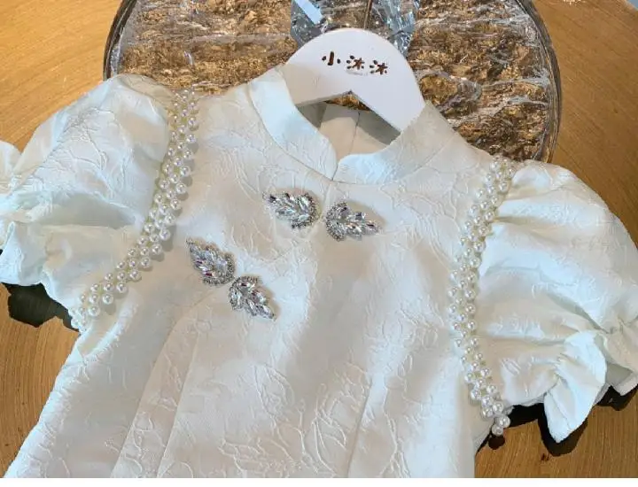 Cheongsam Mädchen Baby Dünnes Kleid Kinder der Chinesischen Stil Kleidung Mädchen Baby Sommer Kurzen ärmeln Chinesischen Hanfu Tang-anzug