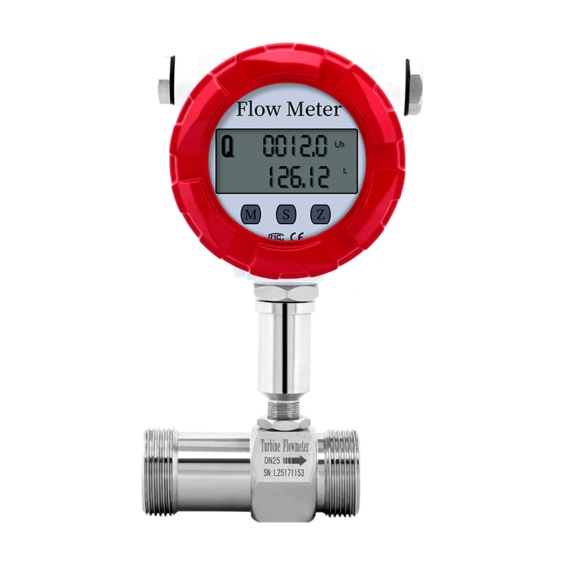 DN15 DN20 DN25 DN32 DN40 DN50 Water Gasoline Fuel Digital Turbine Flow Meter Stainless 4-20mA 0-10V RS485 Signal 24VDC