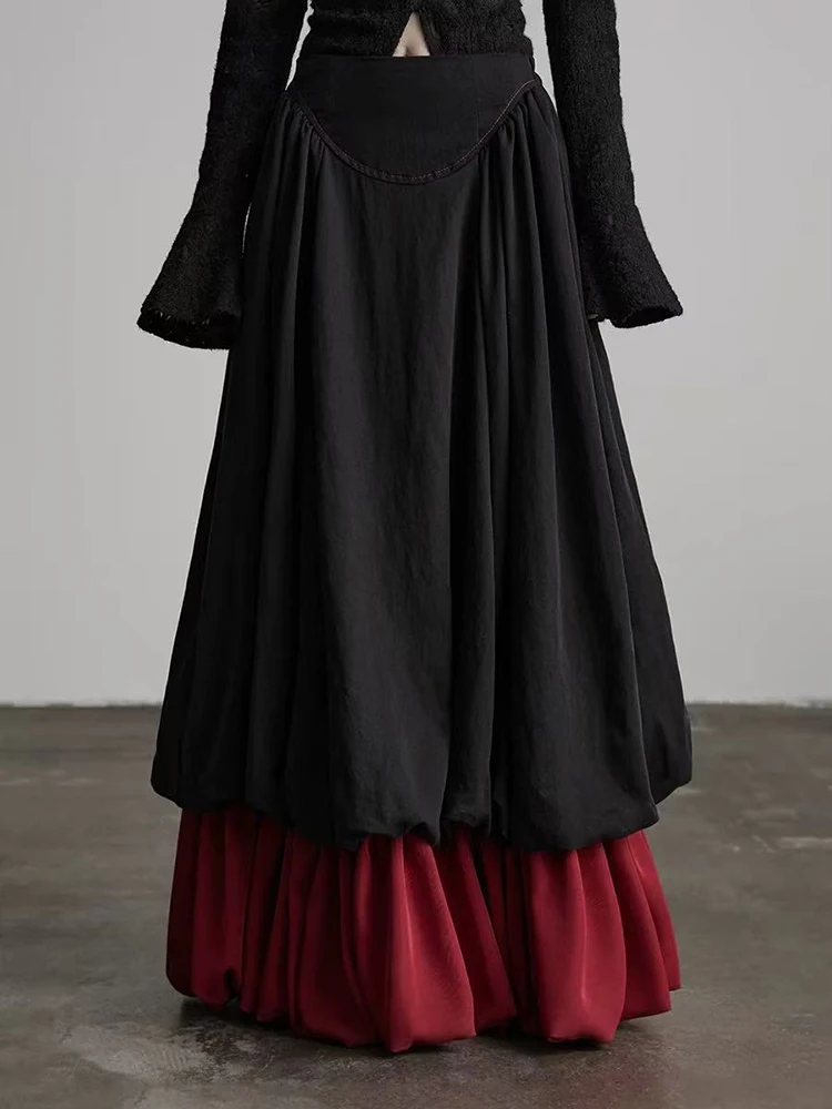 

Готические лоскутные юбки-миди женские с высокой талией уличная одежда искусственные двухсекционные юбки в стиле панк Y2K Harajuku темные академические юбки трапециевидной формы