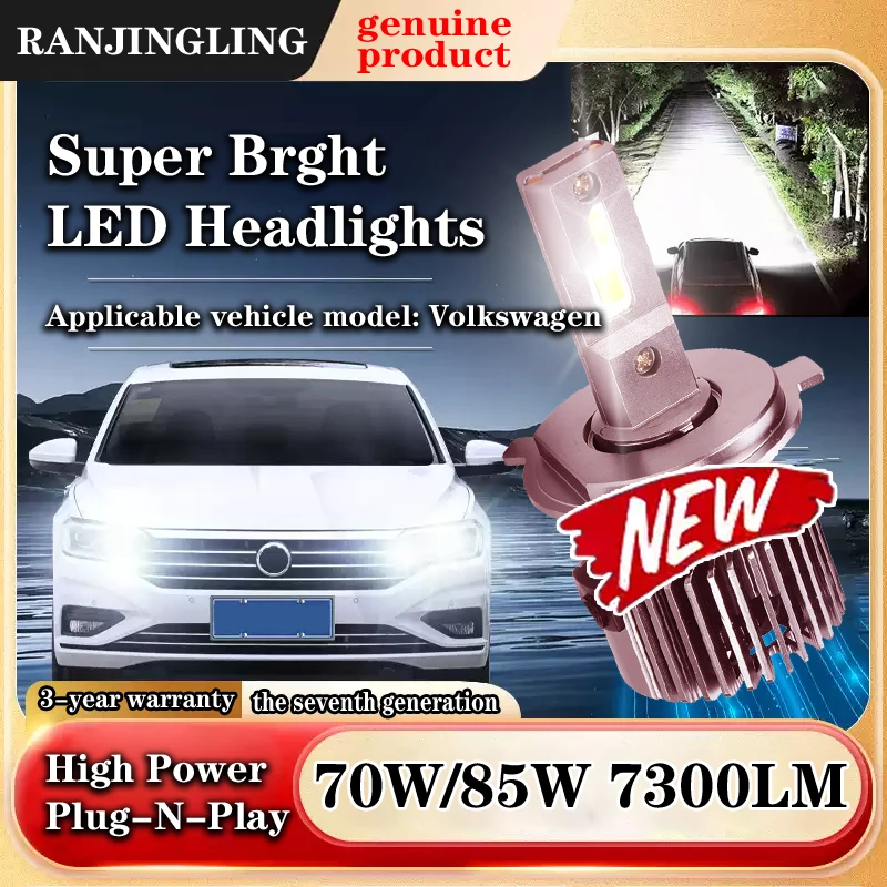 

RANJINGLING LED Laser Headlights New Seventh Generation 70W/85W White Light Silent Applicable to Volkswagen Headlight Bulbs