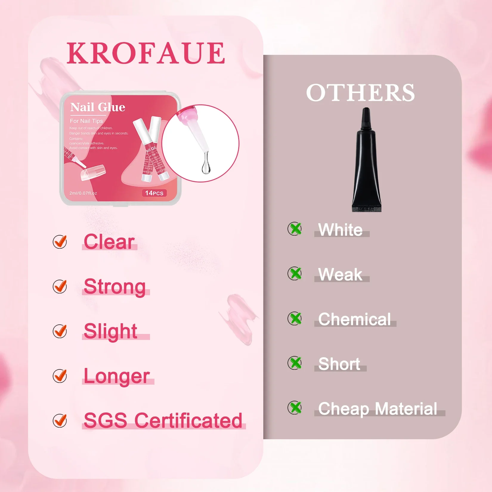 14 個ネイルグルーネイルチップ用プレス用ネイルアクリルネイルグルー長期的な超強力ネイルグルーネイルサロン用