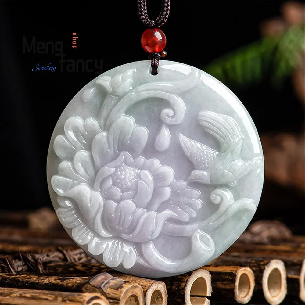 

Natural Myanmar A-goods Jadeite Golden Magpie Pendant Ice Jade Stone Exquisite Engraver Handicraft Fashion Jewelry Holiday Gift