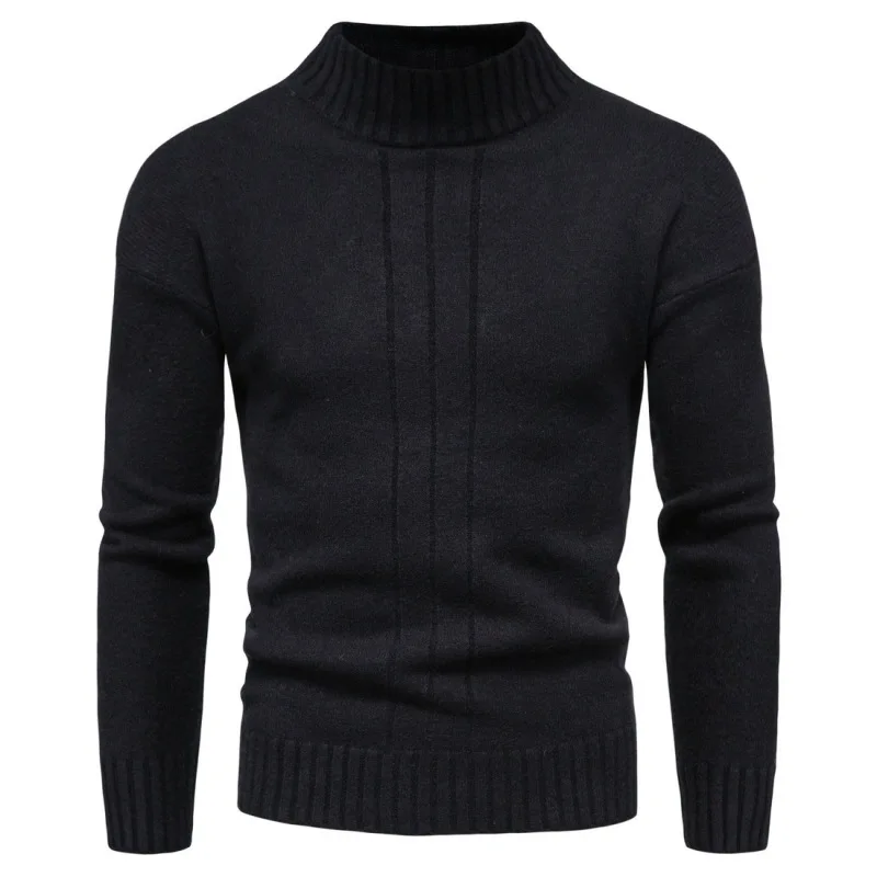 Autumn New Men's Half High Neck Slim Fit Casual Long Sleeve Sweater Underlay