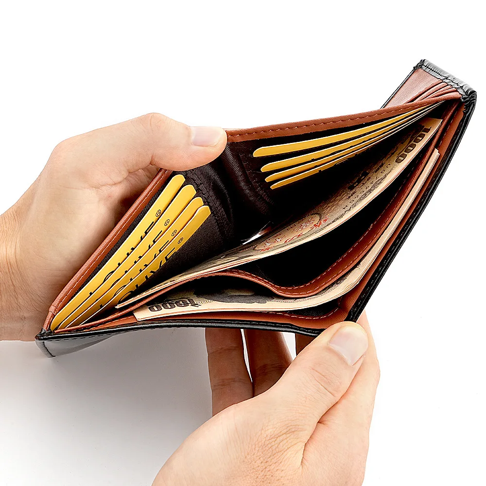 New Arrive 2026 Men's Genuine Leather Wallets Fashion Short Wallets High Quality Cow Leather Coin Purses Thin Clutch Bags