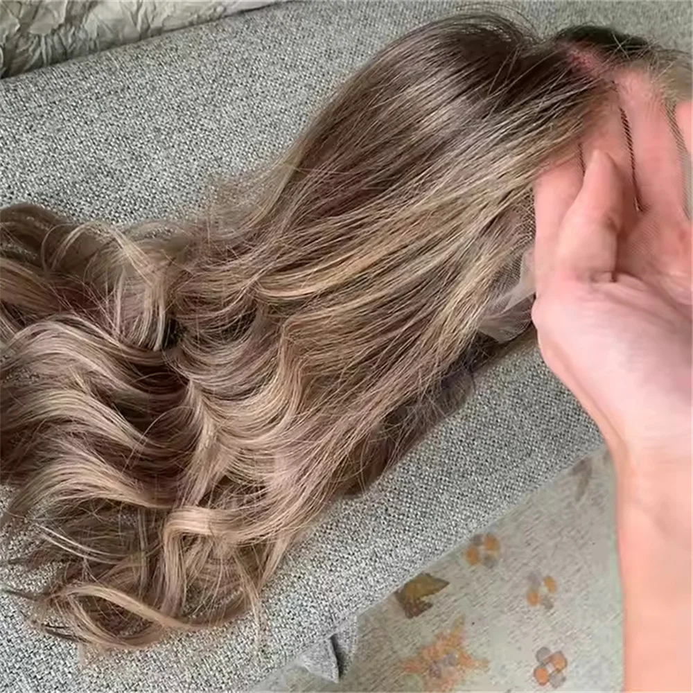 

Роскошный HD парик с кружевным верхом, темно-русый балаяж, парики из натуральных волос премиум-класса, необработанные европейские волосы, полный кружевной еврейский парик для женщин, предварительно выщипанные