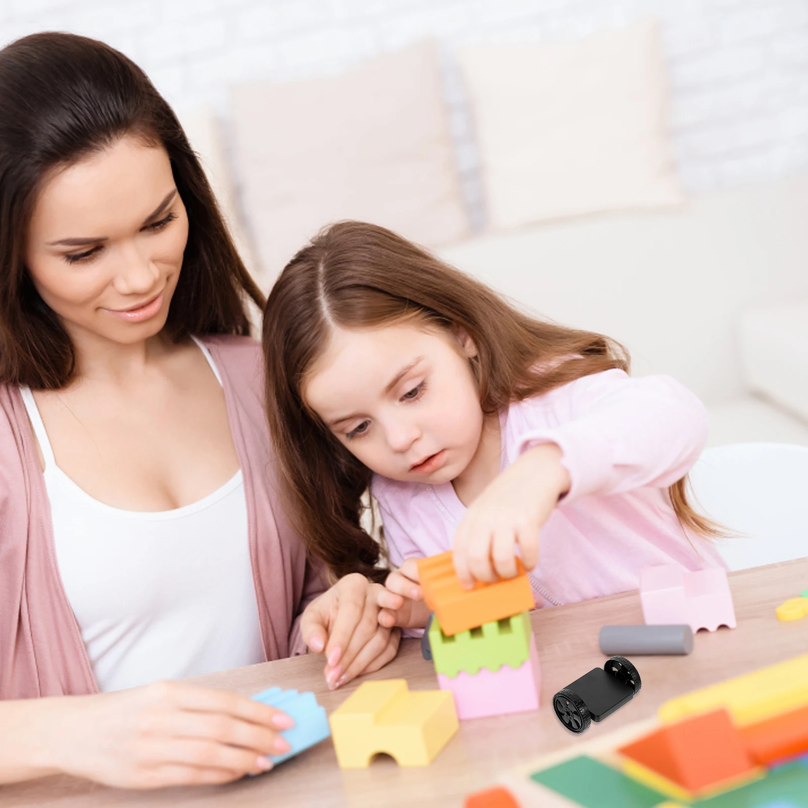 

2Pcs Magnetic Building Toy Plastic Black Creativity 3D Structures Educational Magnetic Construction Wheel