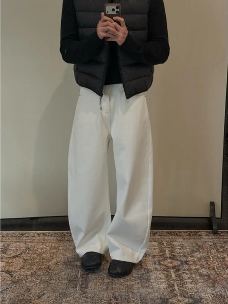 

Новые мужские джинсы 2026 года с высокой талией, прямые, широкие, с пэчворком, утягивающие, повседневные, модные, городские, со средней посадкой, на молнии