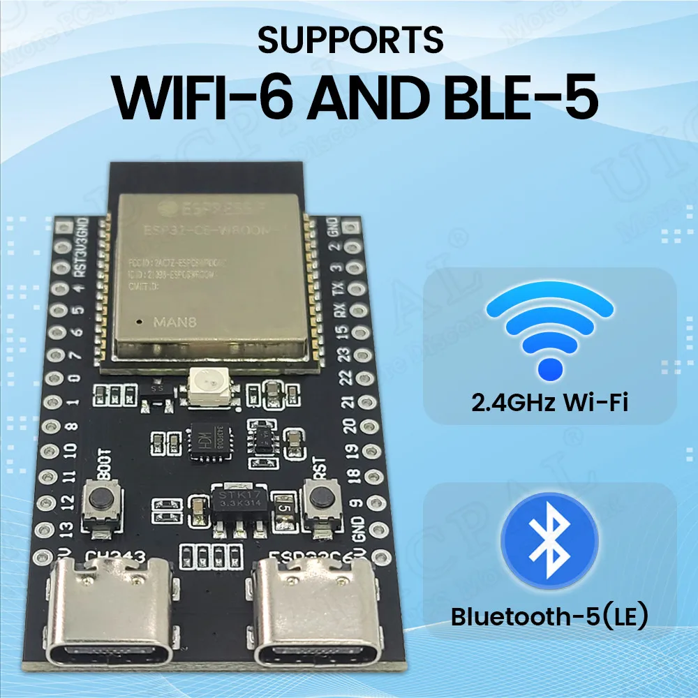 Wifi 6 Module Development Board for Linux Win 160MHz RISC-V 4MB 8MB ESP32-C6WROOM1 ESP32 C6 Flash Internet of Things Type-C