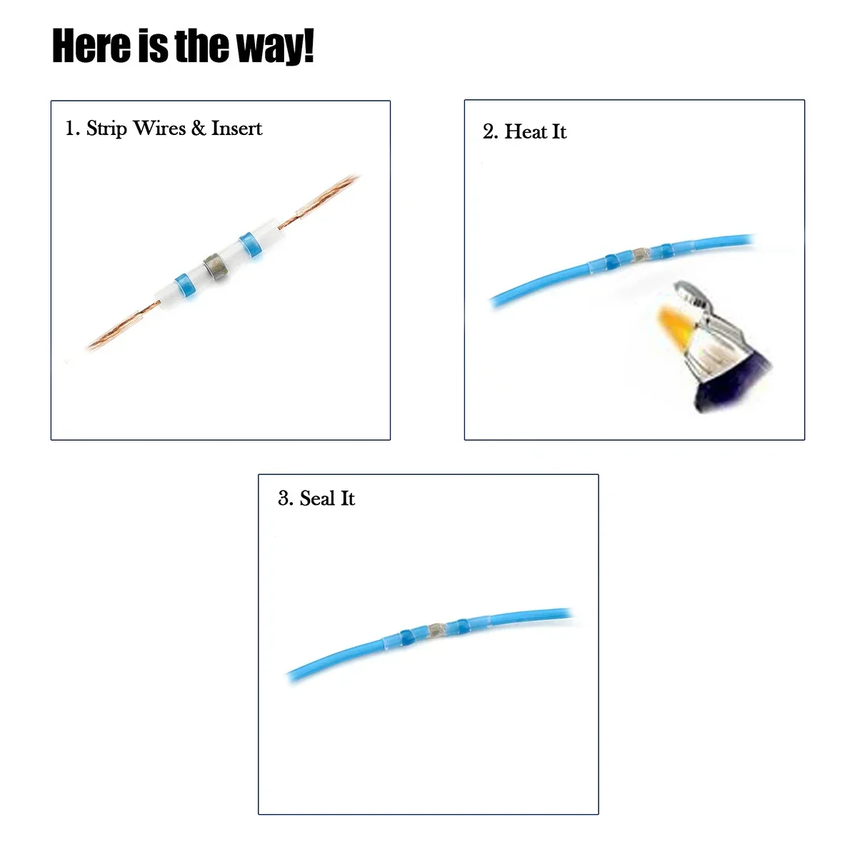 Solder Seal Wire Connectors 3:1 Heat Shrink Insulated Electrical Wires Terminals Butt Splice Waterproof Connector10/20/30//50pcs