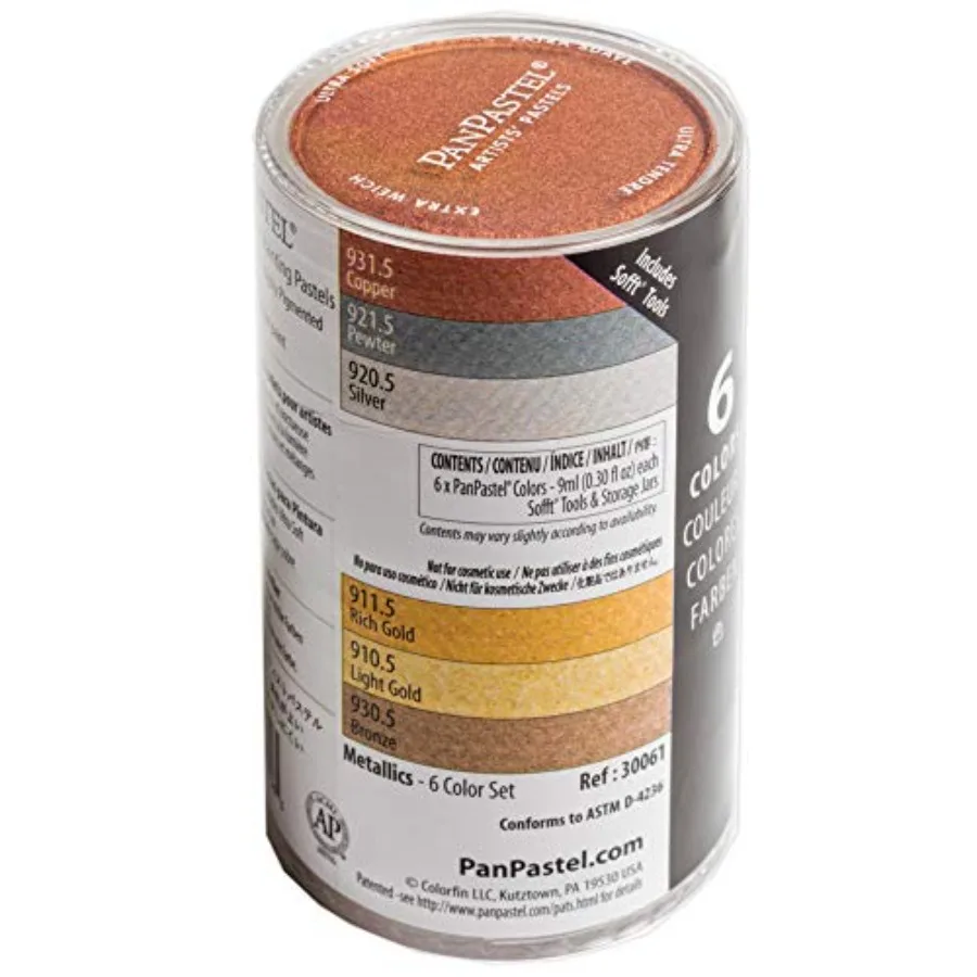 

Набор профессиональных художественных пастелей GOLDEN Metallic Colors, 6 цветов, уникальный формат, как бисквит, в форме пирожных.