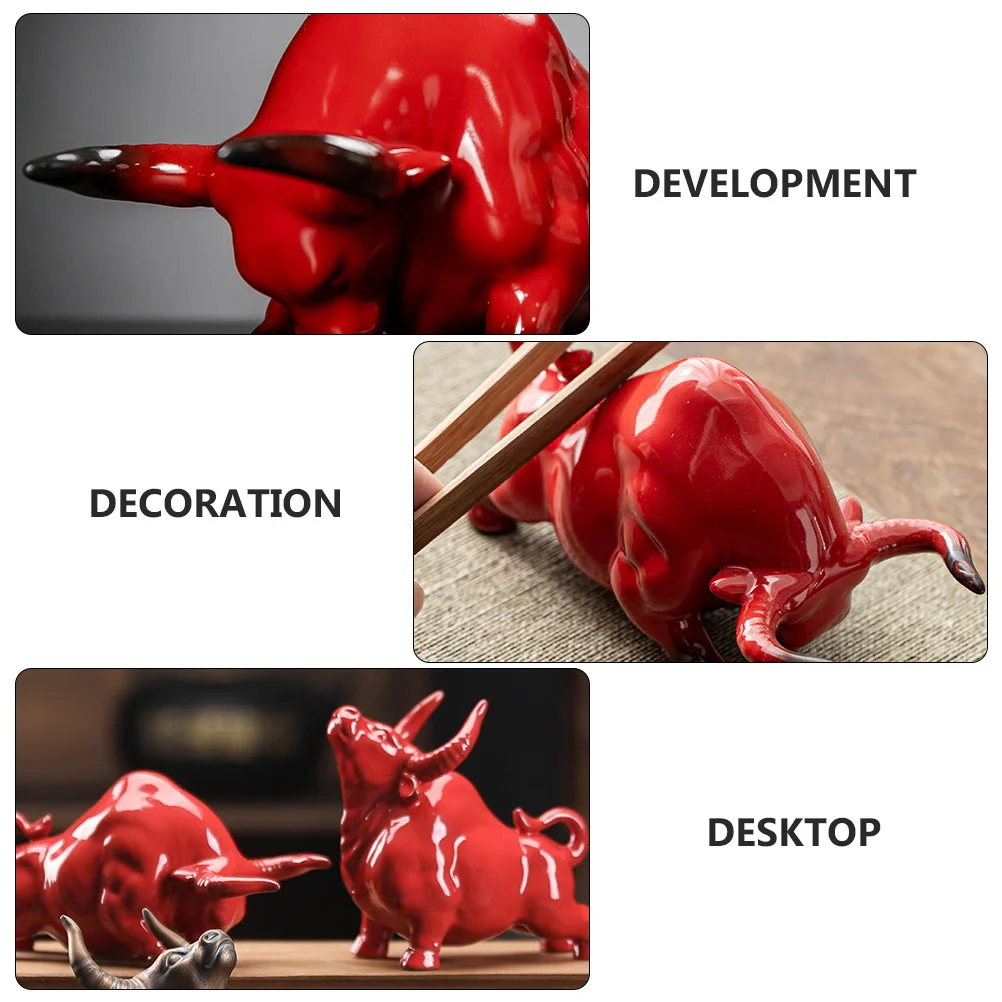 

Ceramic Zodiac Ox Ornament Exquisite Table Ornament for Living Room Office Desktop Decoration Art Crafts Birthday Gift