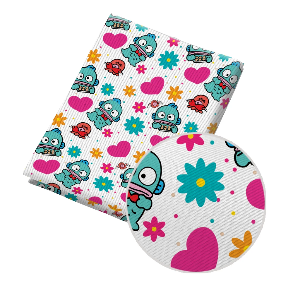 Japan Cartoon Sanrio Hangyodon Pattern Printed Twill Fabric for Patchwork Quilting Fabrics