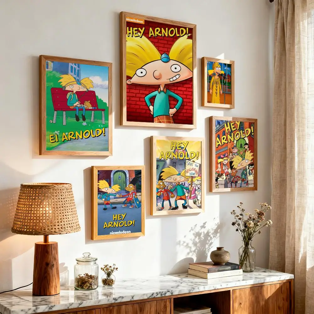 Cartoon H-Hey Arnold Poster Japandi Wall Art Canvas Print Minimalist Japanese Style Bedroom Decor