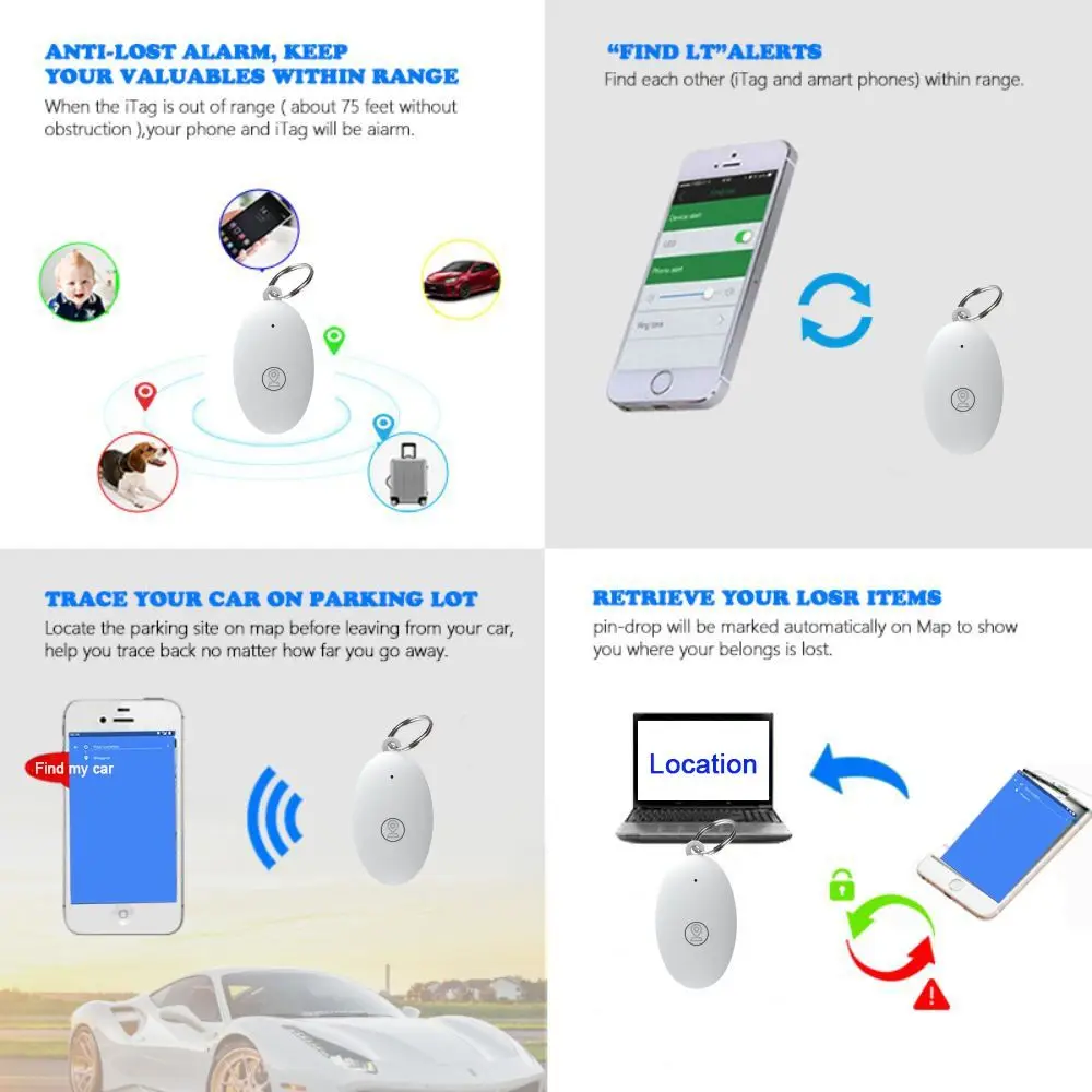 New Portable Mini Anti-Lost Tracker Two Way Alarm Selfie Anti-Lost Device Smart Tag Tracker
