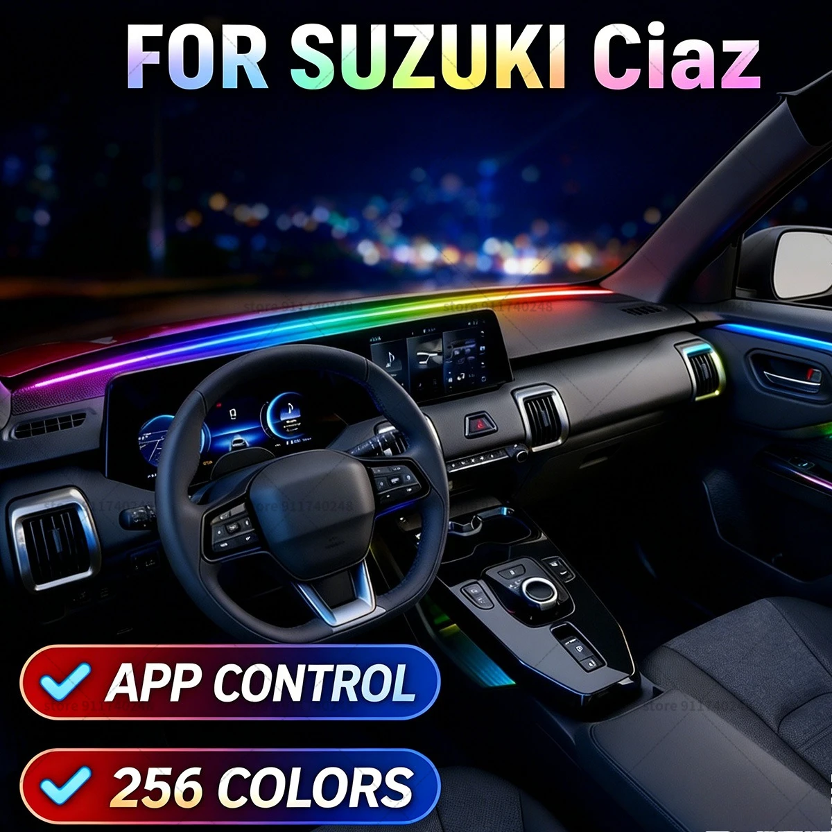 

For Suzuki Ciaz Automotive decoration light strip, colorful acrylic front windshield soundproofing strip, ambience light