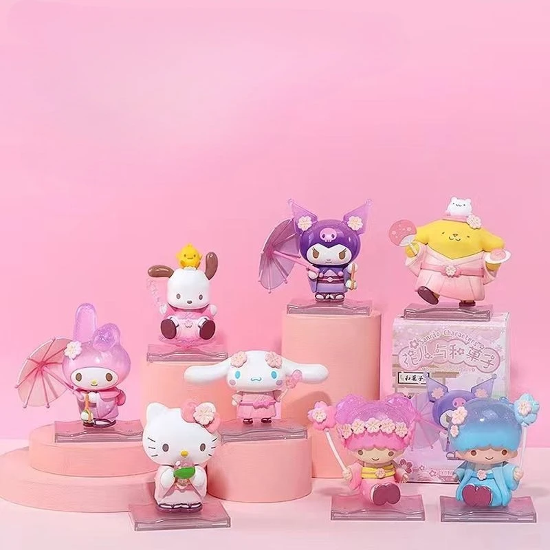 

Hello Kitty Kuromi Sanrio Flower Blind Box Cute Anime Figure Collectible Toy