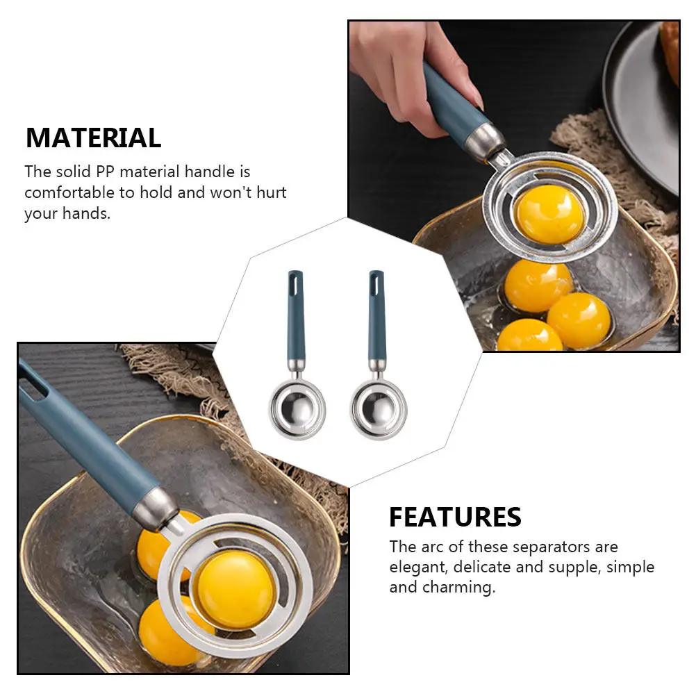 2Pcs Egg White Separators Two-Way Leakage Elegant Arc Design Space-Saving Suspension Storage Egg Separator Kitchen Supplies