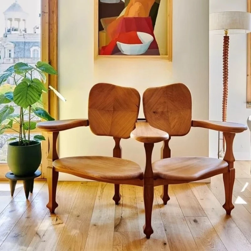 

Solid wood double carved chair retro simple desk chair armchair