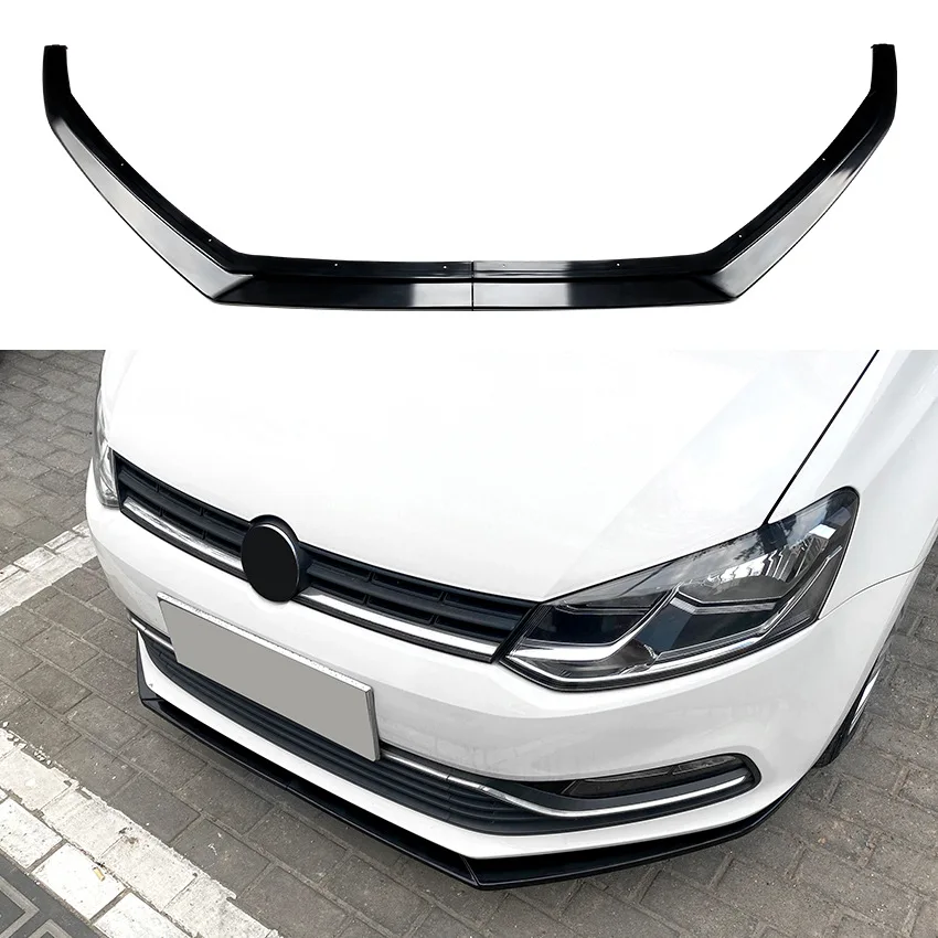 

Front Bumper Lip Splitter Spoiler For VW Polo 6R 6C 2009-2017 Gloss Black Lower Diffuser Exterior Mod Kit Exterior Accessories