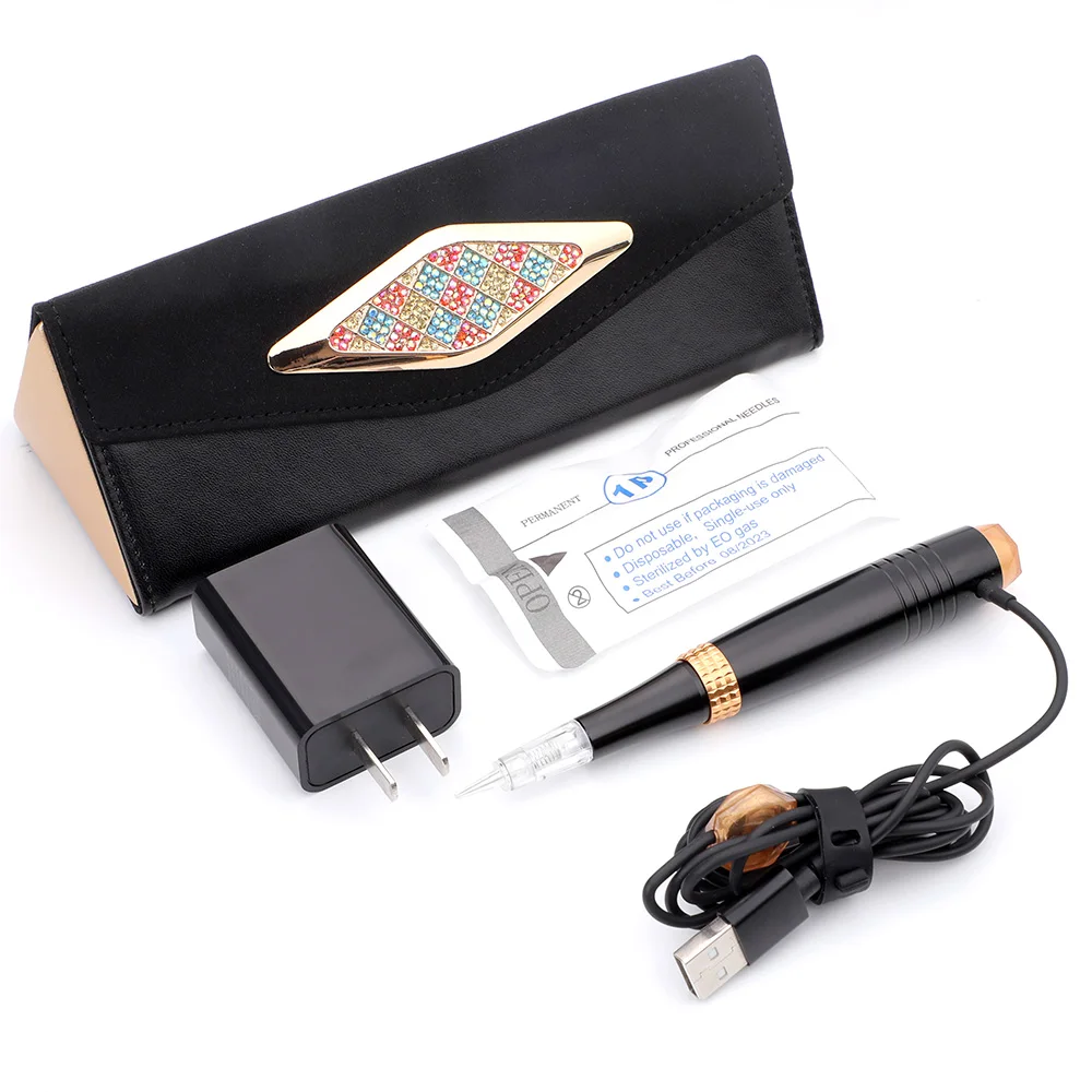 Diamond Gold Embroidery Machine Black Permanent Makeup Tattoo Machine Professional Eyebrow, Eyeliner and Lip Tattooing Supply