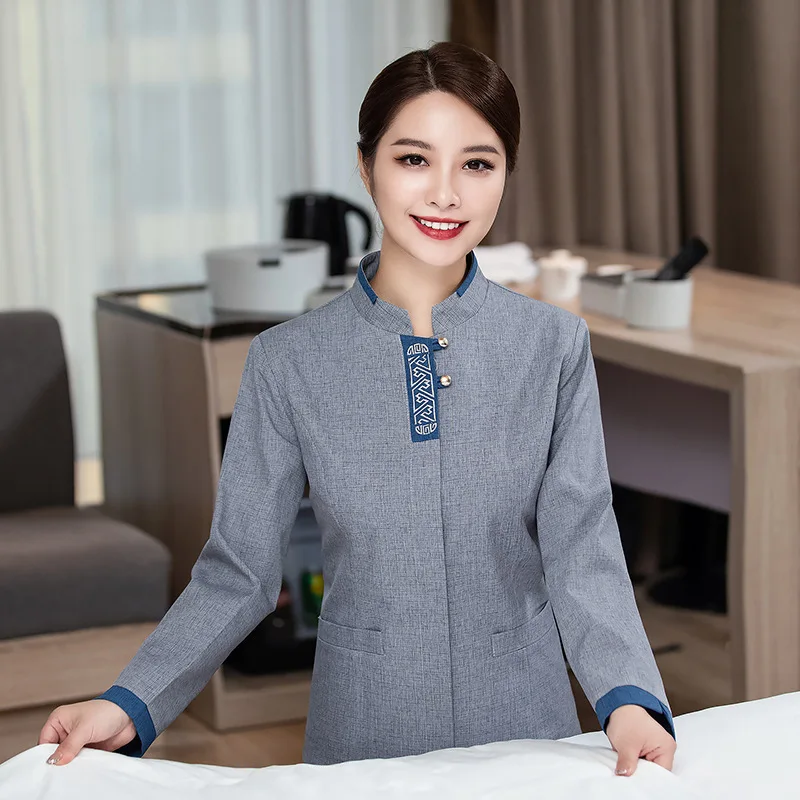 

Hotel Room Cleaning Uniform Long Sleeve Autumn Winter Outfit Mall Community Property Cleaner Hospital Women's Cleaning Workwear