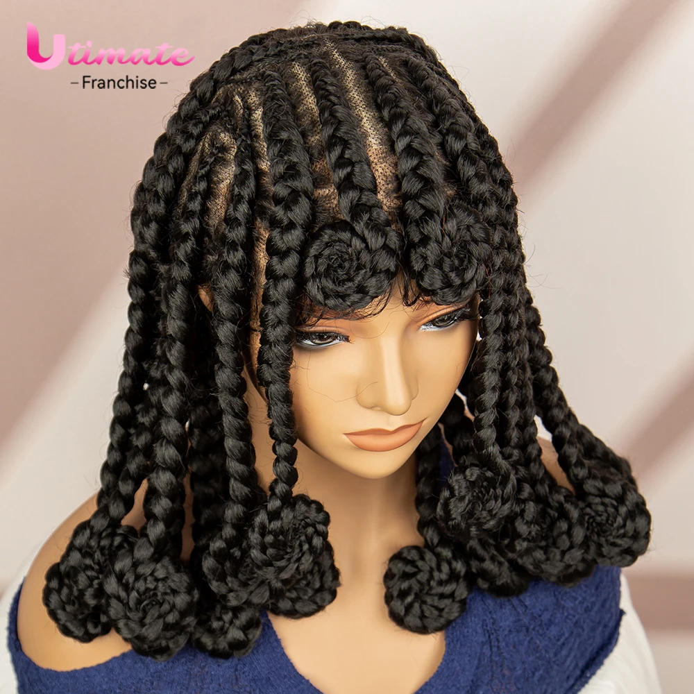 14 Inches Box Braided Wigs for Black Women Short Bob Bantu Braided Wig Cornrow Braiding Hair Wigs Full Lace Wigs