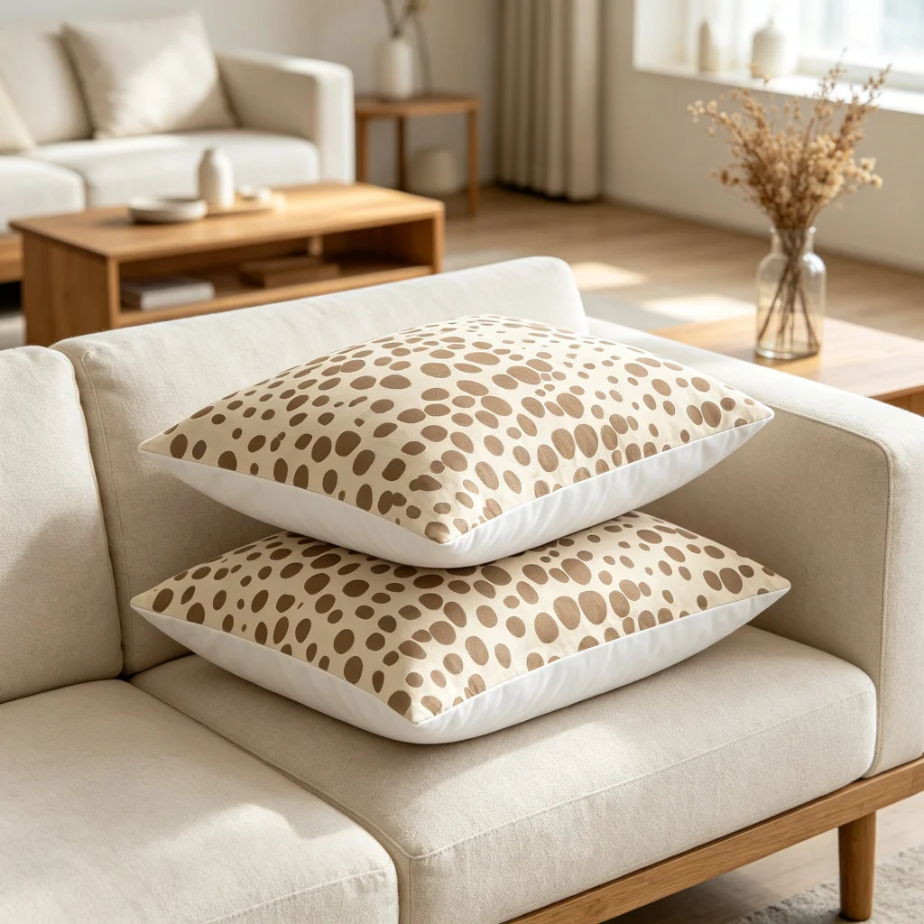 1PC Beige Polka Dot Pillow Cover, Dalmatian Spot Pattern Polyester Cushion Case for Sofa Couch Living Room Bedroom Home Decor