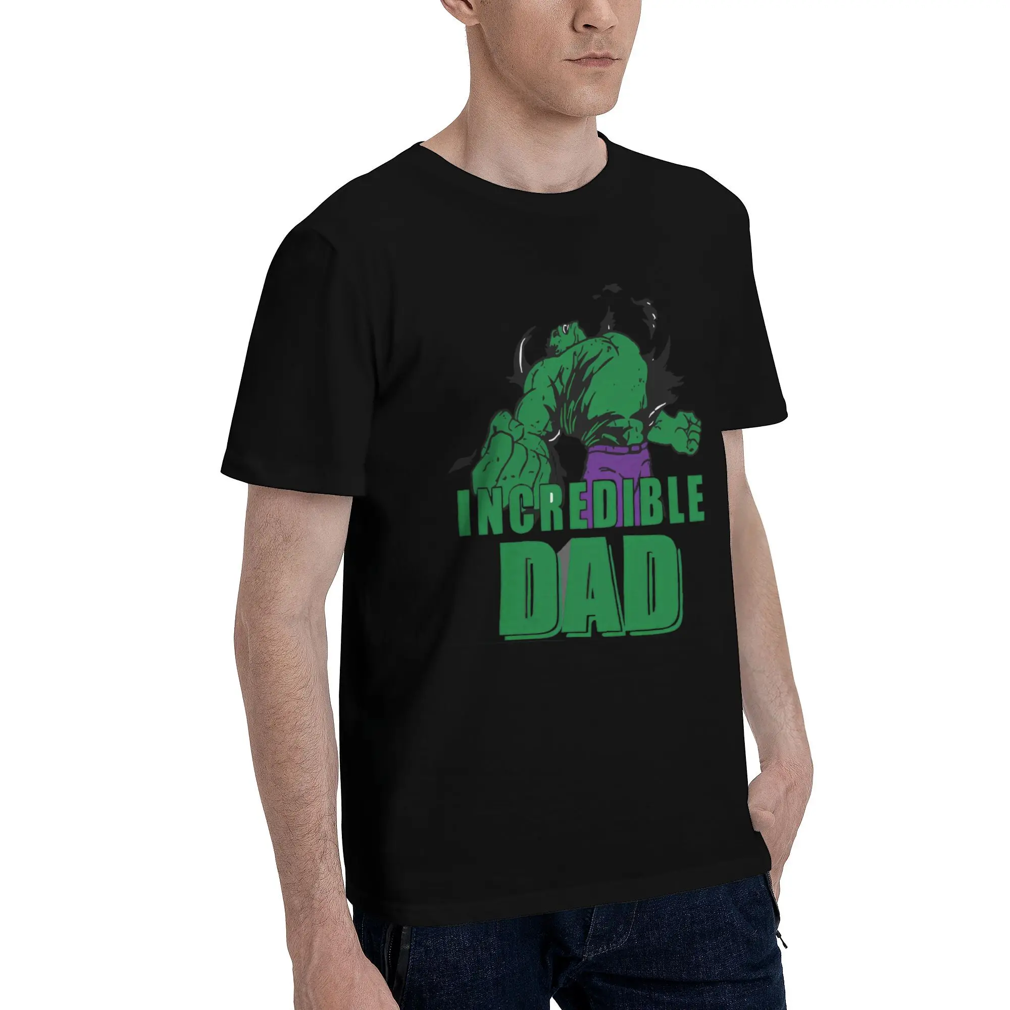 Novelty Hulk Incredible Dad T-Shirts Men Crew Neck Cotton T Shirts  Short Sleeve Tees Gift Idea Clothes