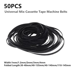 50PCS 2/3/4mm Universal Mix Cassette Tape Machine Belts Assorted Common Drive Flat Rubber Belt For CD DVD Recorders Walkman