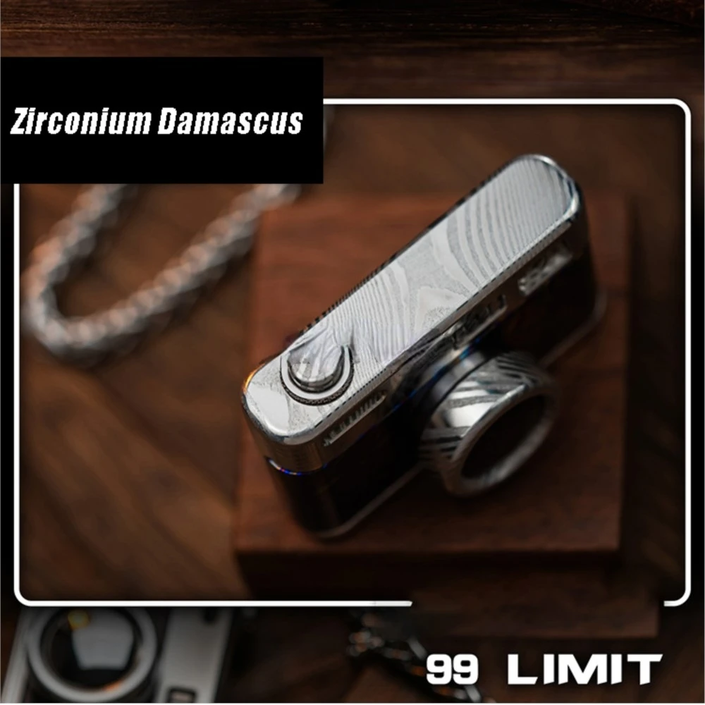 WANWU EDC Zirconium Damascus Camera-Mini Push Slider EDC Fidget Metal Fidget Spinner Desk Toy