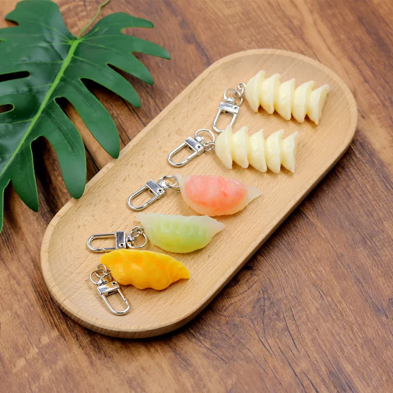 Picture 3: Simulated Dumplings Keychain Creative Egg Dumplings Fried Egg Dumplings Fried Car Pendant Decoration Model Gift
