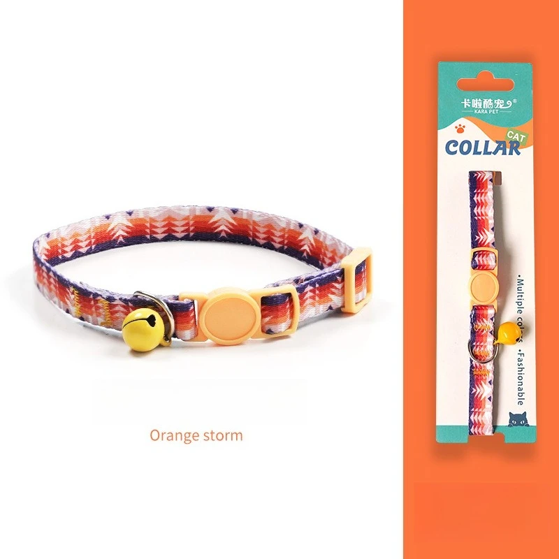 

Cat Collar Boho Cuban Pattern Adjustable Breakaway Safety Buckle with Bell Soft Woven Nylon Kitten Collar Comfortable Anti Choke